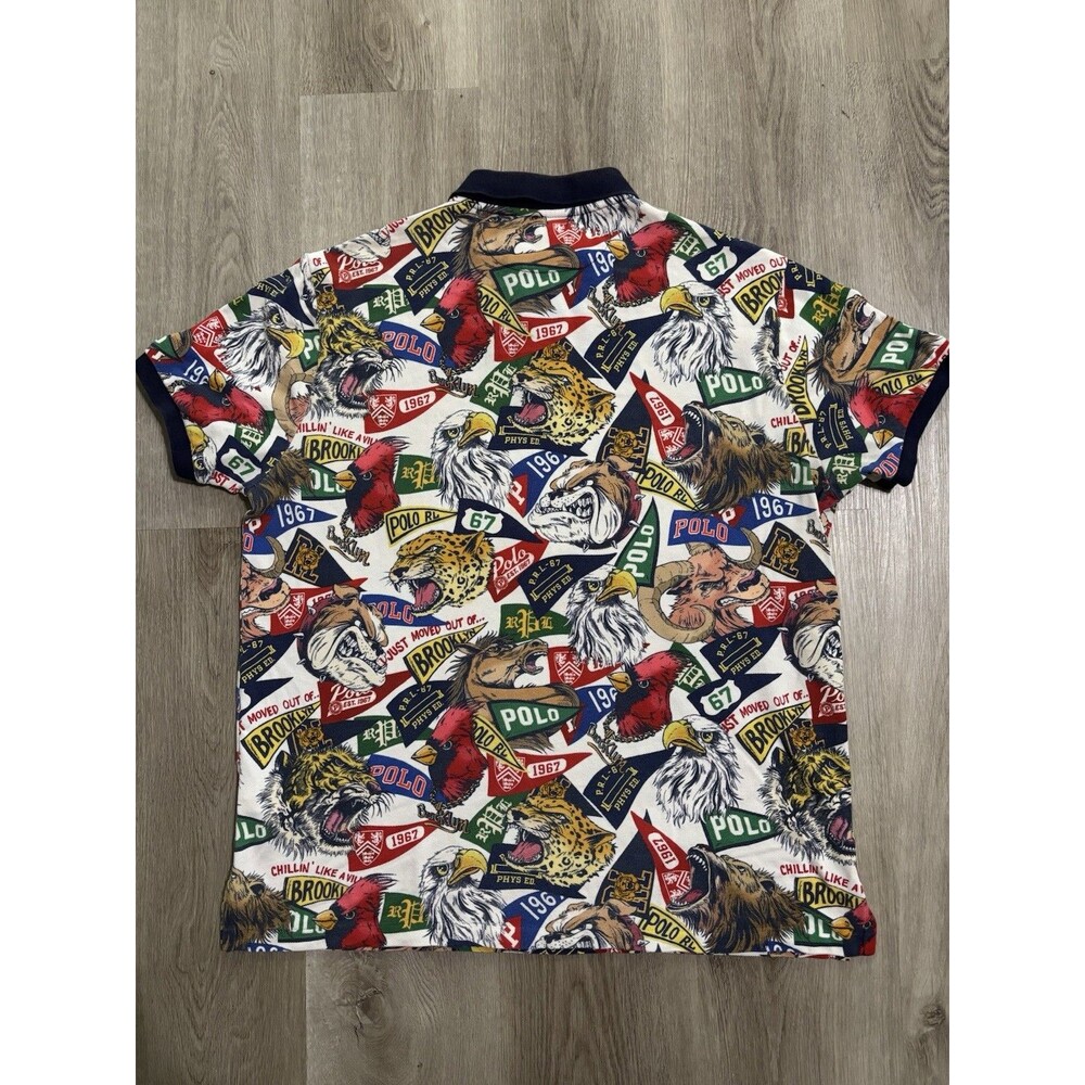 Polo Ralph Lauren Mascot Pennant Polo Shirt Mens XL Slim Fit Mesh Collegiate - Picture 5 of 5
